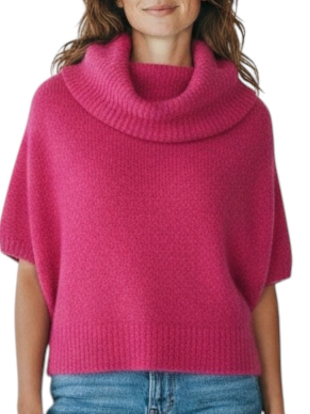 ANTHROPOLOGIE WOODEN SHIPS Cowl Neck Mohair Blend Sweater in Fuchsia Size M/L